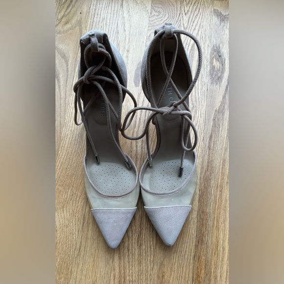 KENNETH COLE RILEY 85 BEIGE SUEDE w/ translucent vinyl panels lace up PUMPS. 8.5 - Picture 9 of 9